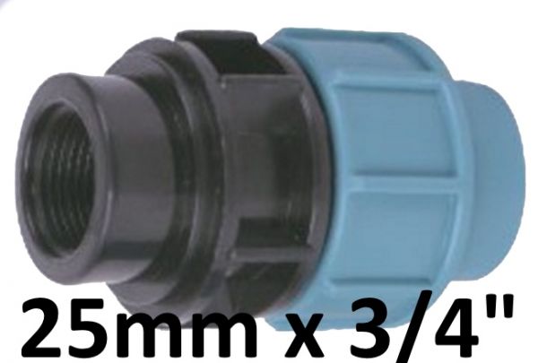 PE Rohr Übergang Ø 25 mm auf 3/4" Zoll IG Fitting Kupplung