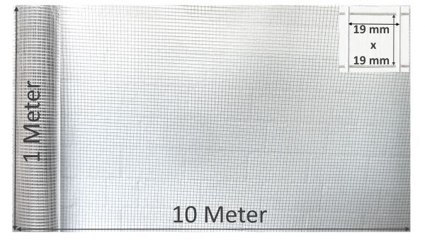 Volierendraht 100cm x 10m lang 4-eckdraht für Stall Voliere Vogelkäfig 19 x 19mm Gehegedraht Stalld