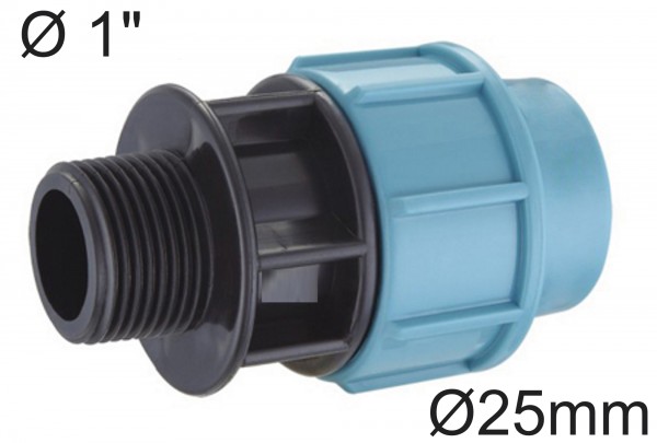 PE Rohr Adapter / Übergang Ø 25 mm auf 1" Zoll AG Außengewinde