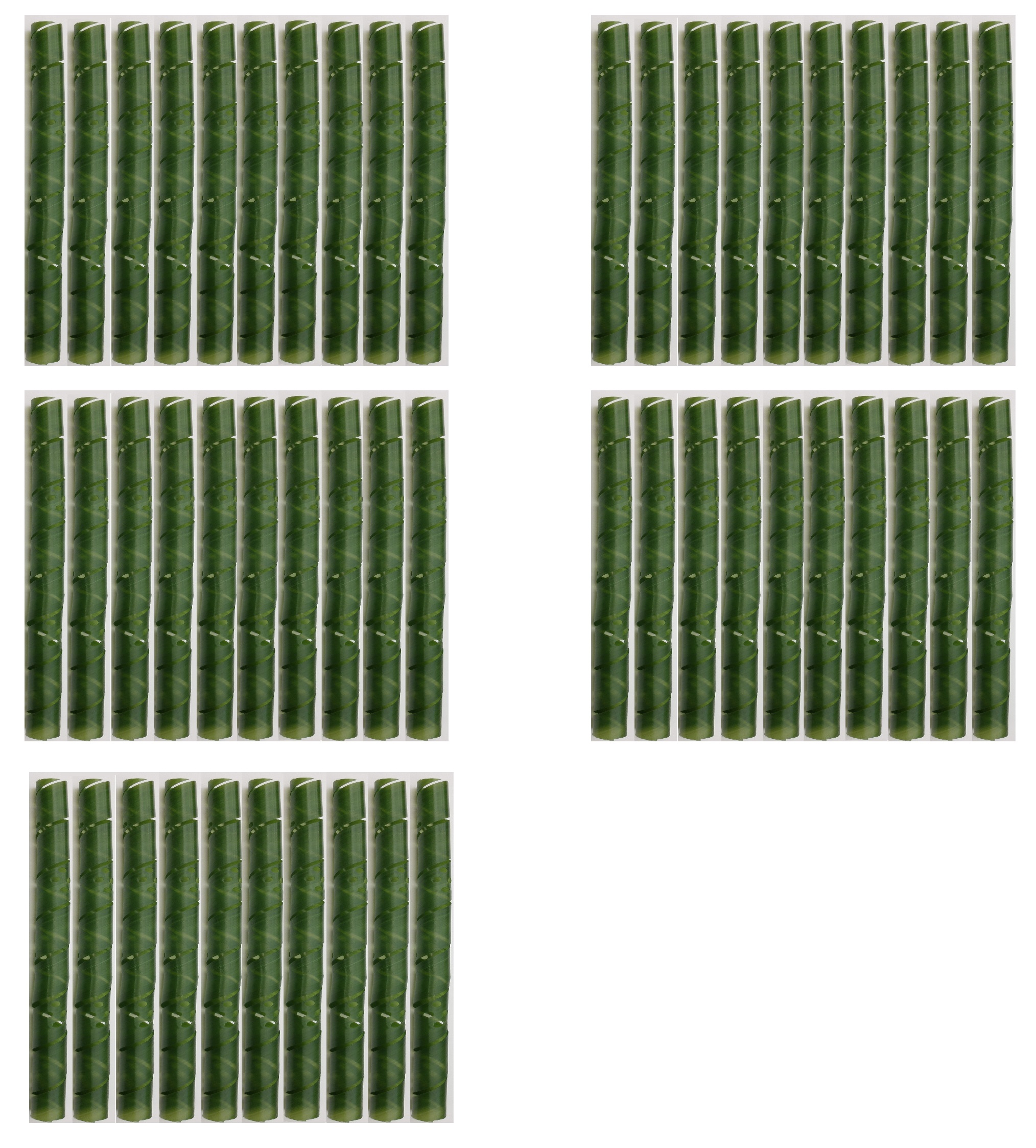 50 Baumschutzspiralen aus witterungsbeständigem Kunststoff, 60 cm lang,  gelocht, Farbe grün.