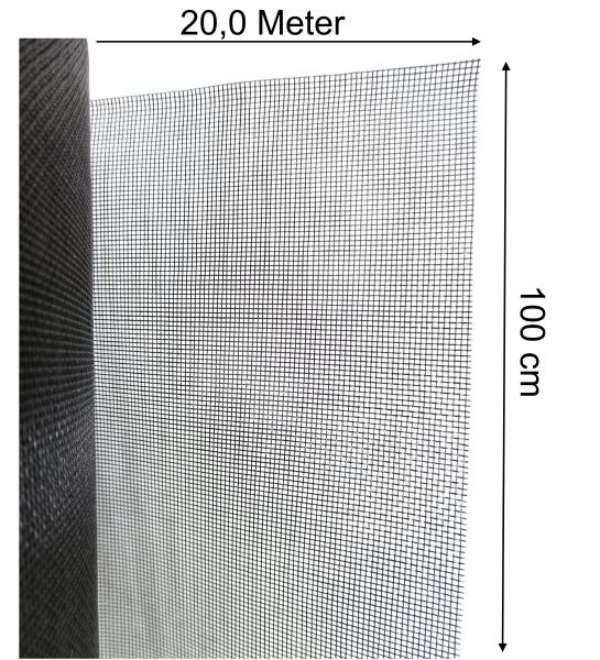 Mückenschutz Fliegennetz Mückengitter Meter-Ware aus Fiberglas 100cm x 20m lang