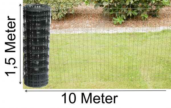 1,5m hoch 10m Gartenzaun grau anthrazit Gitterzaun Maschenzaun 150cm x 10m Schweiß-gitter-Zaun