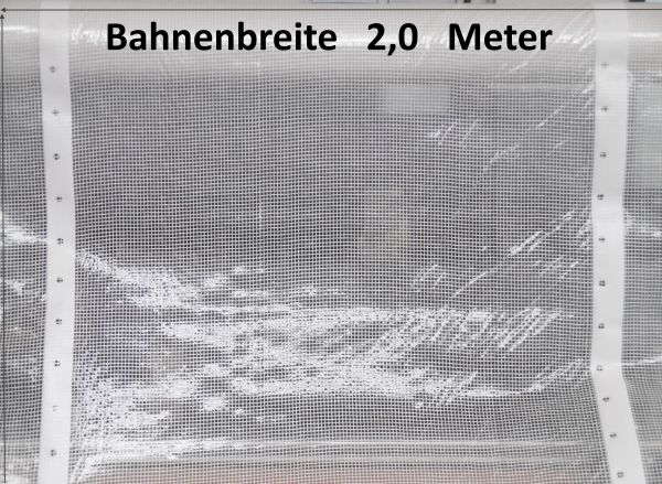 Gitterfolie 100m² transparent 2m breit Wetter-Plane Not-Dach Abdeckung Nagelrand Winterschutz Regens