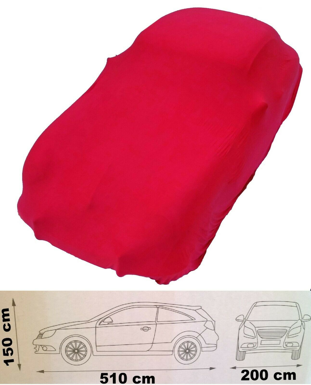 Auto Abdeckplane elastisch in rot Abdeckung soft hochwertig rote Oldtimer  stretch Schutzhaube Größe L bis 5,10 Meter