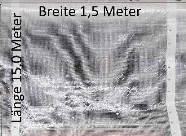 22m² weiß-transparente Gitterfolie Notdach-Folie Nagelrand Schutz-Plane 1,5mx15m Wetterschutz