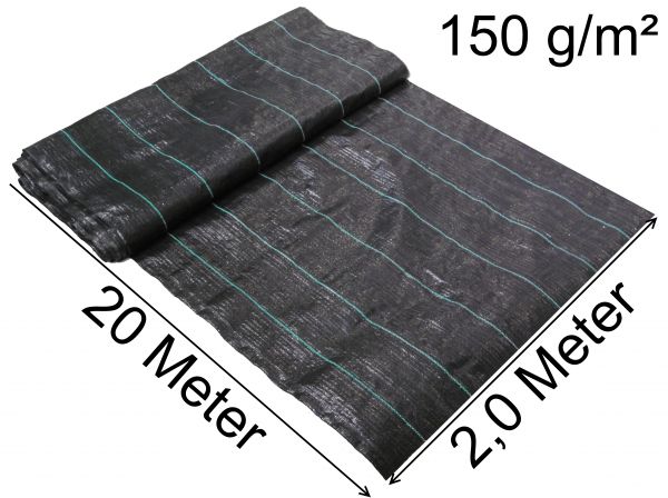 Bodengewebe 20m x 2m schweres Bändchengewebe Unkrautfolie Unkrautvlies Unkraut Schutz Gewebe