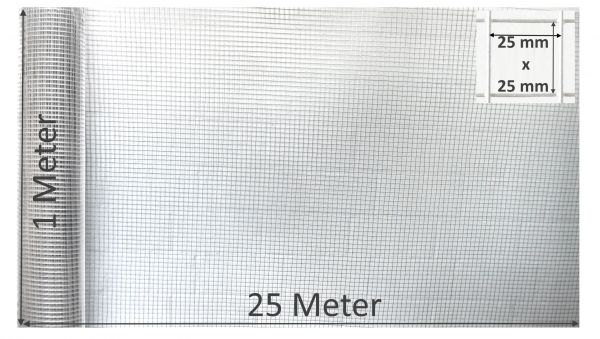 Gehegedraht 100cm x 25m lang 4eckdraht Stalldraht 25mm Vogeldraht Volierendraht Käfigdraht Vogeldrah