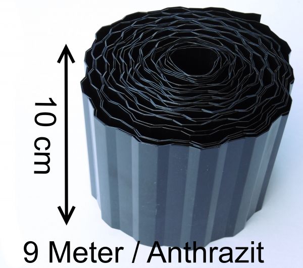 1 Rolle 9m Rasenkanten Beeteinfassungen 10cm hoch schwarz Beetumrandungen Rasenbegrenzungen