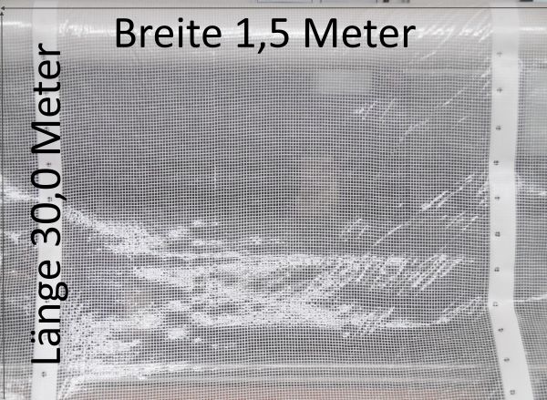 45m² weiß-transparente Gitterfolie 30m x 1,5m Notdachfolie Schutzplane Frühbeet Winterschutz Wetters