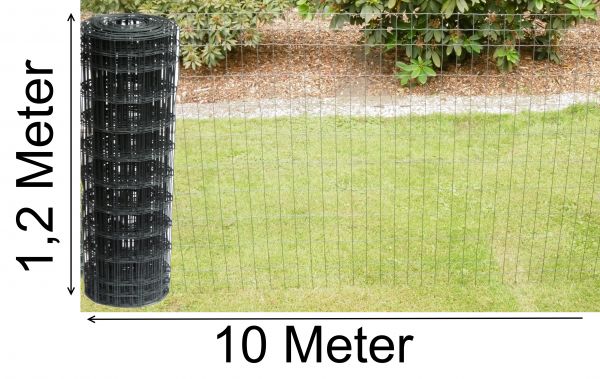 1,2m hoch 10m Schweißgitter-Zaun Gartenzaun Gitterzaun Maschenzaun 120 cm x 10m grau anthrazit