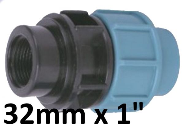 PE Rohr Ø 32 mm auf 1" Zoll IG Innengewinde Kupplung