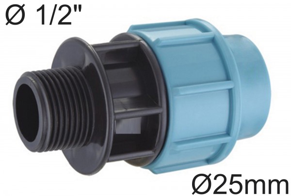 PE Rohr Kupplung Adapter Übergang Ø 25 mm auf 1/2" Zoll AG Außengewinde