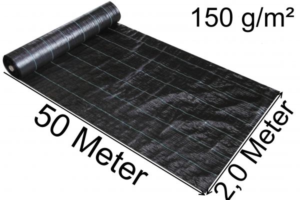 Bodengewebe 50m x 2m Bändchengewebe Unkrautfolie Unkrautvlies Schweres Unkraut Schutz Gewebe 