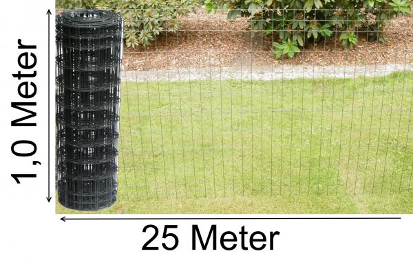 Schweißgitter-draht Gartenzaun Gitterzaun 100 cm x 25 m grau anthrazit schwarz Drahtzaun